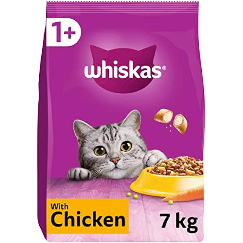 Whiskas Adult 1+ Dry Cat Food – Chicken Flavor Biscuits - 7kg Bag