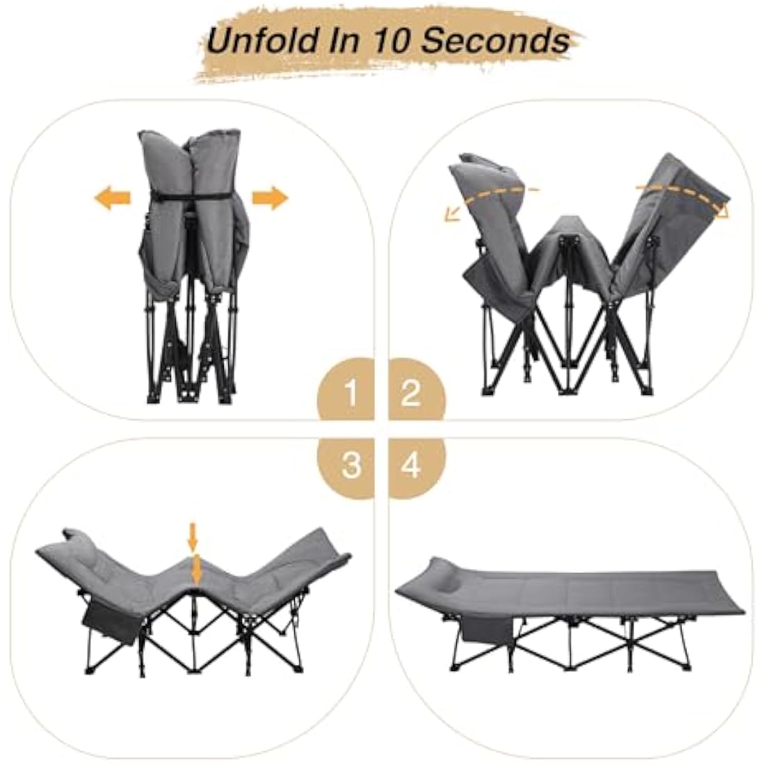 REDCAMP Heavy Duty Folding Camping Cot with Cushion and Pillow – 500lbs