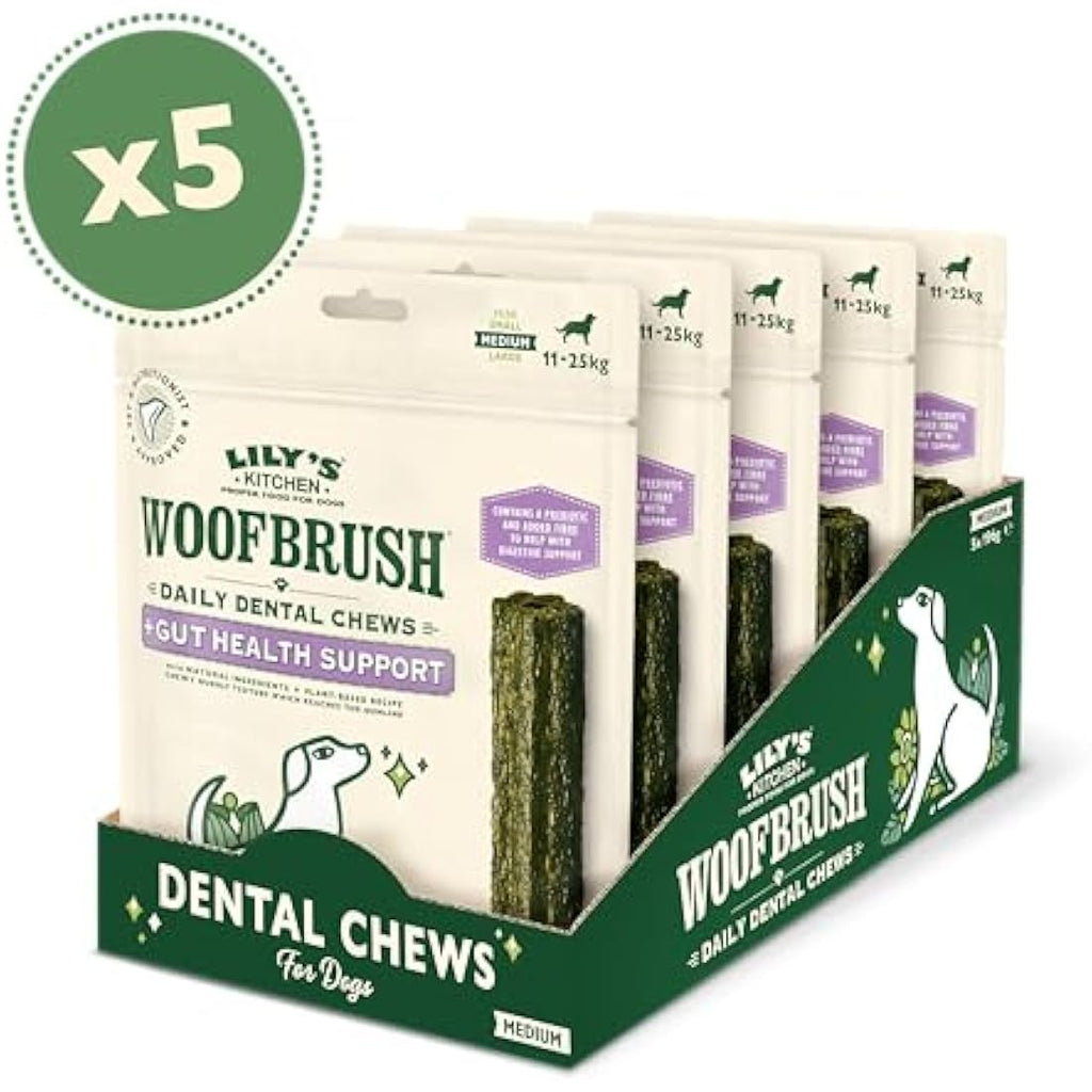 Lily's Kitchen Woofbrush Gut Health Dental Chews for Medium Dogs – 35ct
