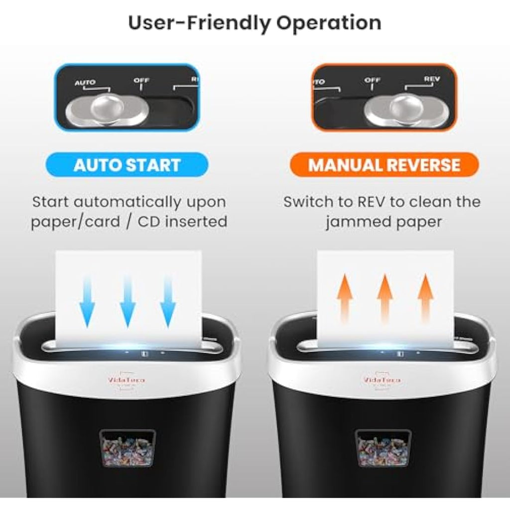 VidaTeco 10-Sheet Cross-Cut Paper Shredder | P-4 High Security Home Office
