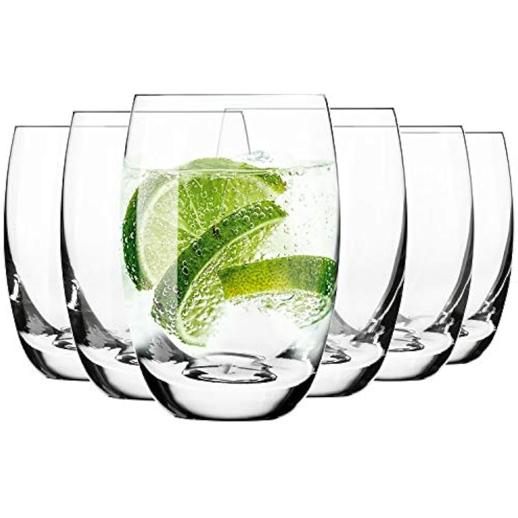 Krosno Elite Crystal Water Tumblers – 360ml Juice Glasses, Set of 6