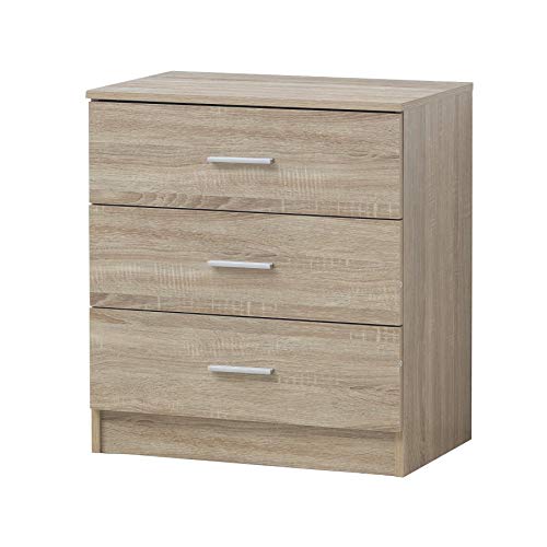 Timber Art Design 3 Drawer Chest - Sonoma Oak Matte Storage Unit