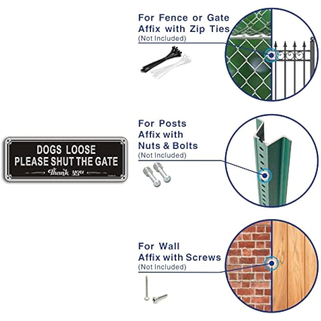 Dogs Loose Shut The Gate Sign | Reflective Aluminum 3.5x9.8