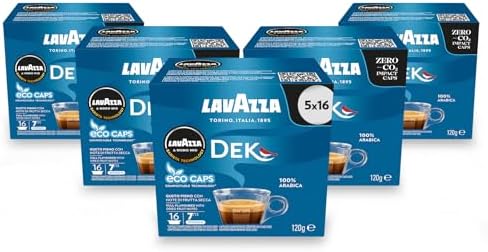 Lavazza A Modo Mio Dek Cremoso Decaf Coffee Capsules - 80 Pods (5x16)