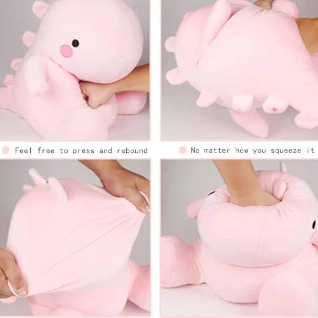 OUKEYI Cute Dinosaur Plush Stuffed Animal – Soft Kawaii Hugging Pillow, Pink