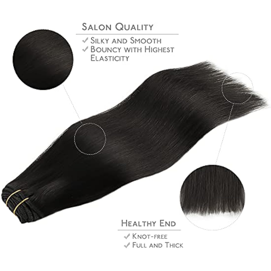 WENNALIFE Remy Human Hair Clip In Extensions | Natural Black 14" 120g