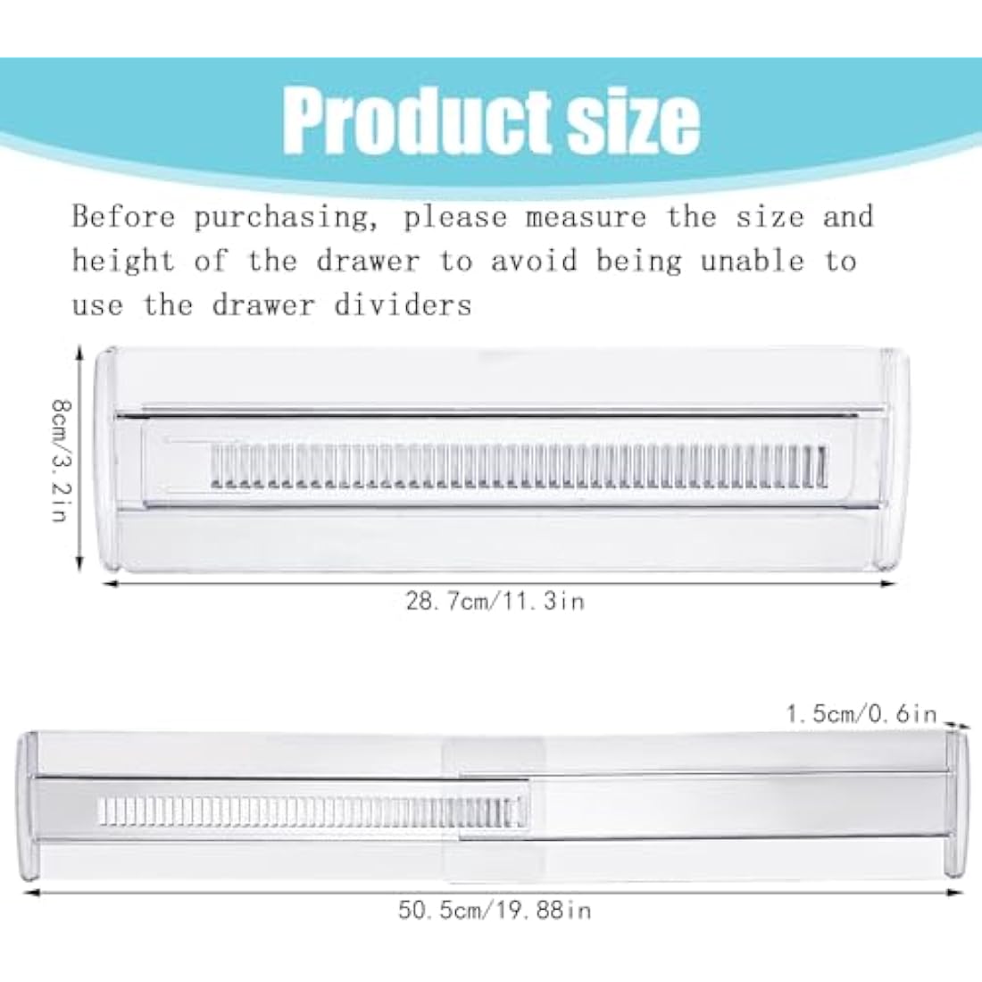 Yafe 6-Pack Adjustable Drawer Dividers – Clear Plastic Organizers