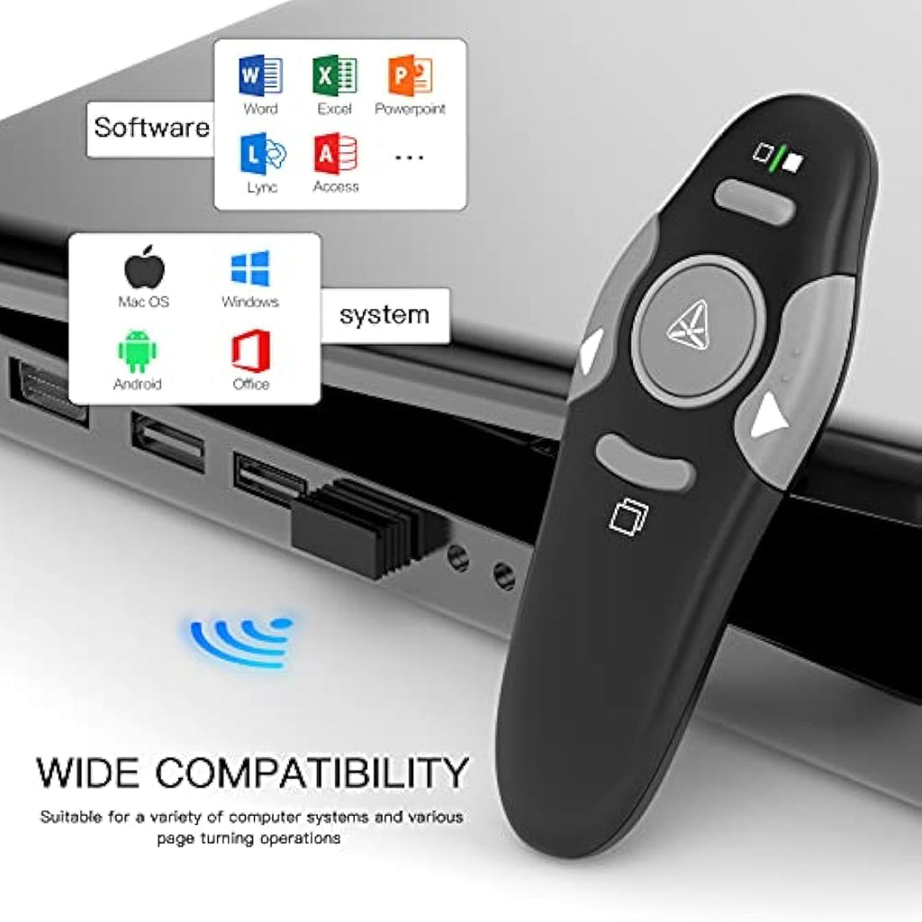 QUI Wireless Presentation Clicker – 2.4GHz PPT Remote for Mac & Laptop