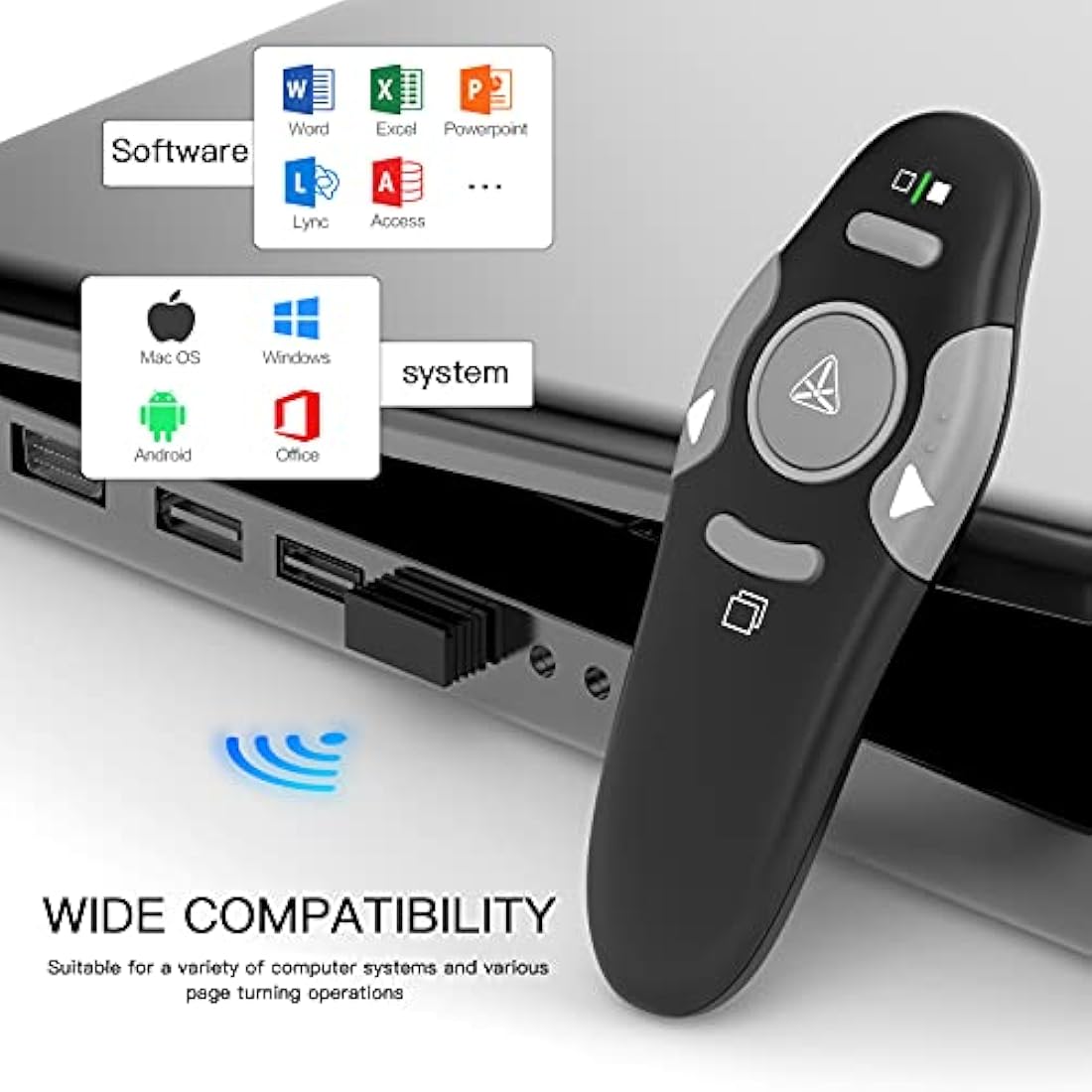 QUI Wireless Presentation Clicker – 2.4GHz PPT Remote for Mac & Laptop