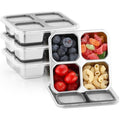 Misichao Stainless Steel 4-Compartment Snack Boxes - 4 Pack Grey