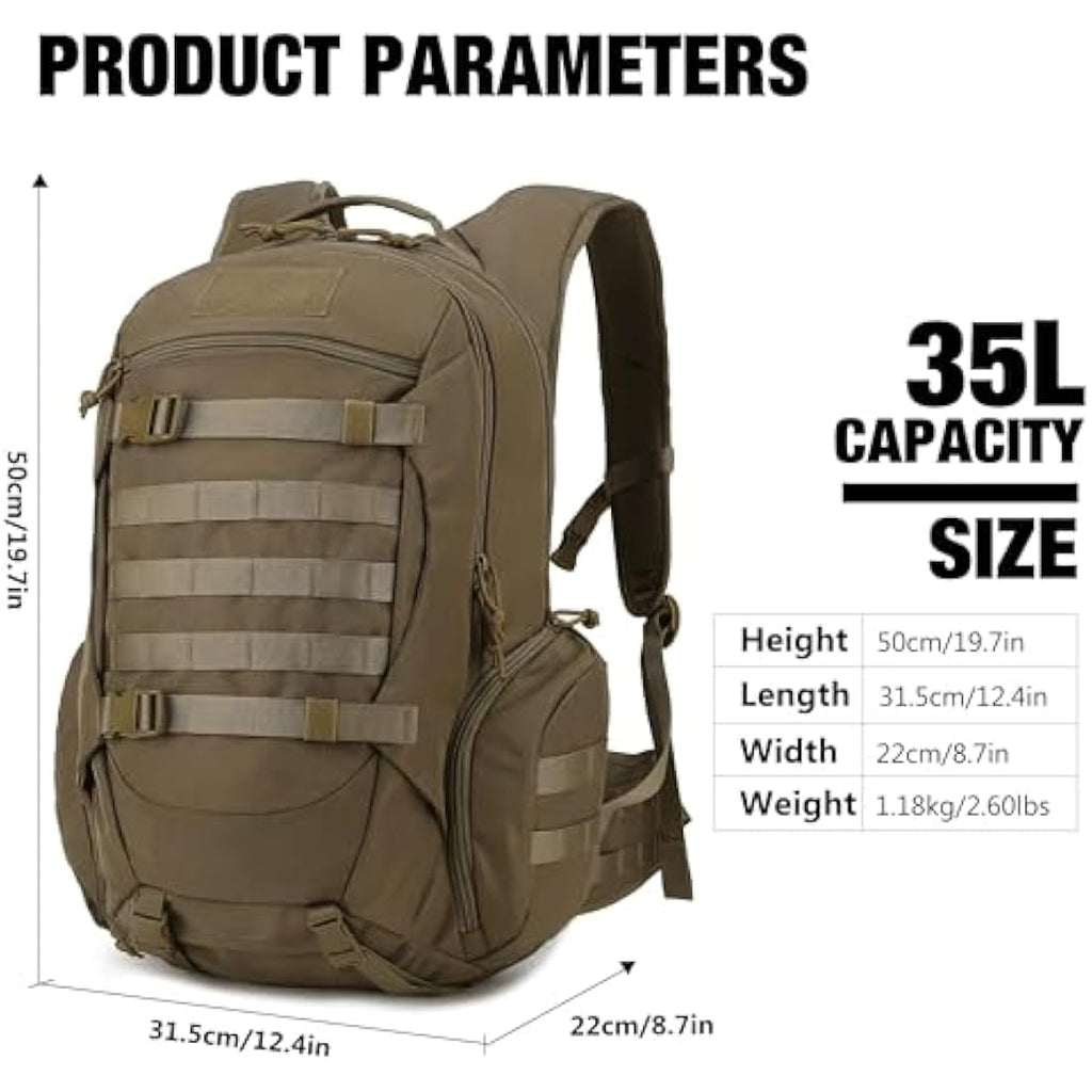 Mardingtop 35L Military Tactical Backpack | 600D Polyester MOLLE Rucksack