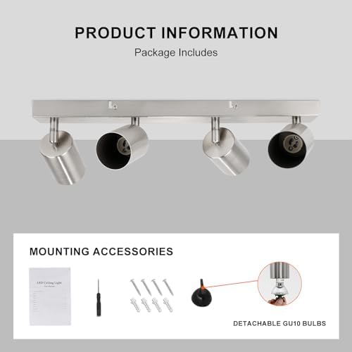 Ketom 4-Way Adjustable Ceiling Spotlight | Modern Matt Nickel GU10 Light
