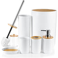 7-Piece Bamboo & Plastic Bathroom Accessory Set - White