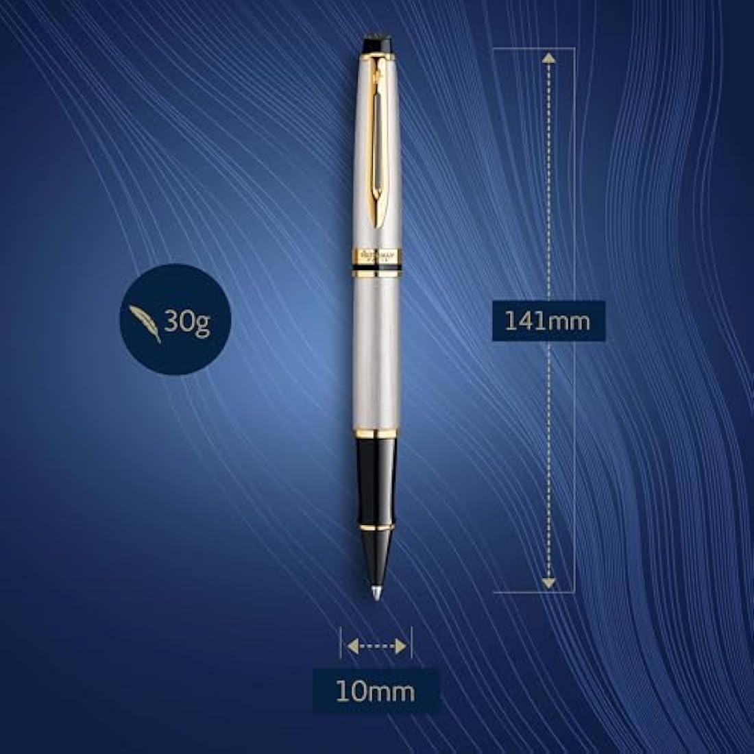 Waterman Expert Rollerball Pen | Stainless Steel & 23k Gold Trim