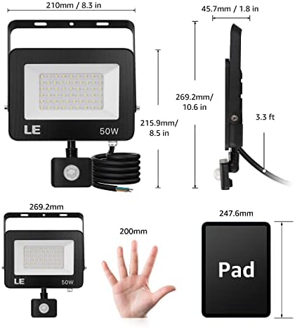 Lepro 50W Motion Sensor Security Light – 4200LM IP65 Waterproof Floodlight