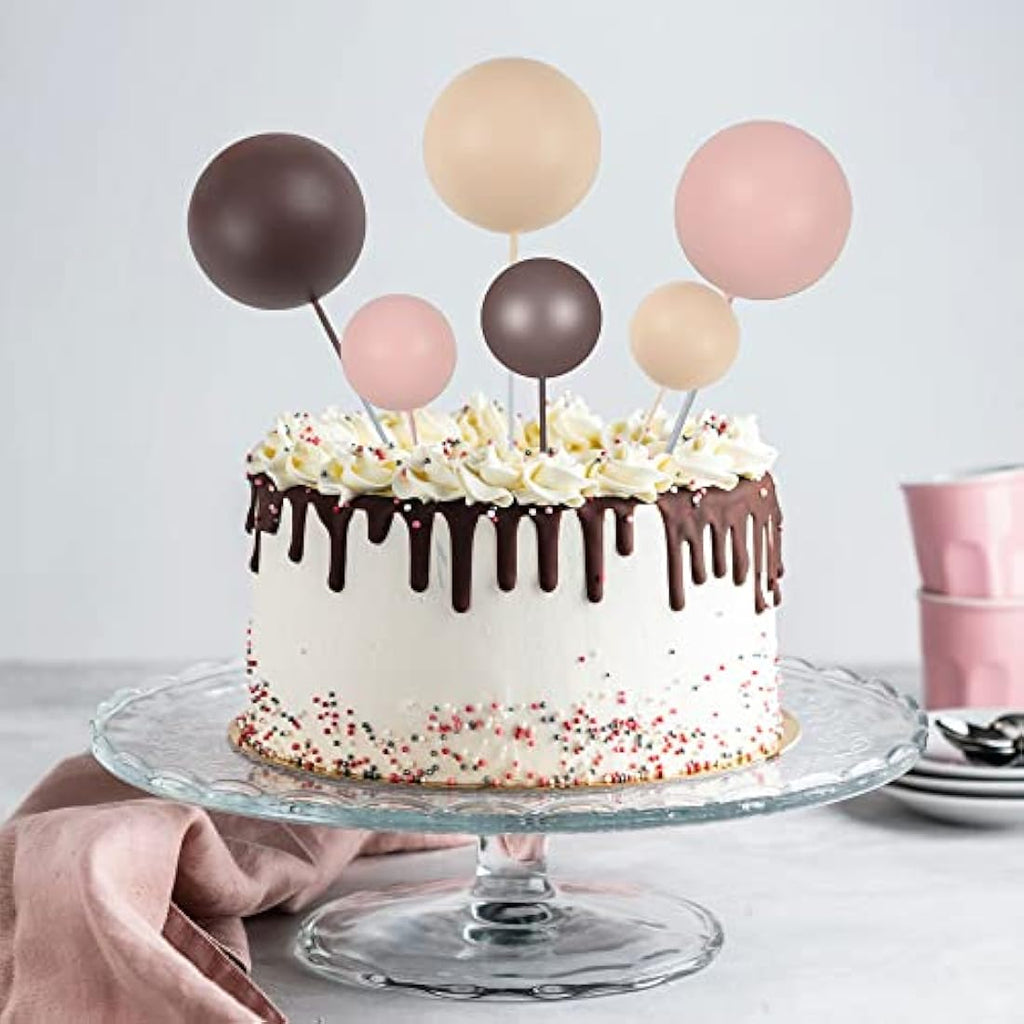 Gyufise 30Pcs Brown Foam Ball Cake Toppers – Mini Balloon Party Decor