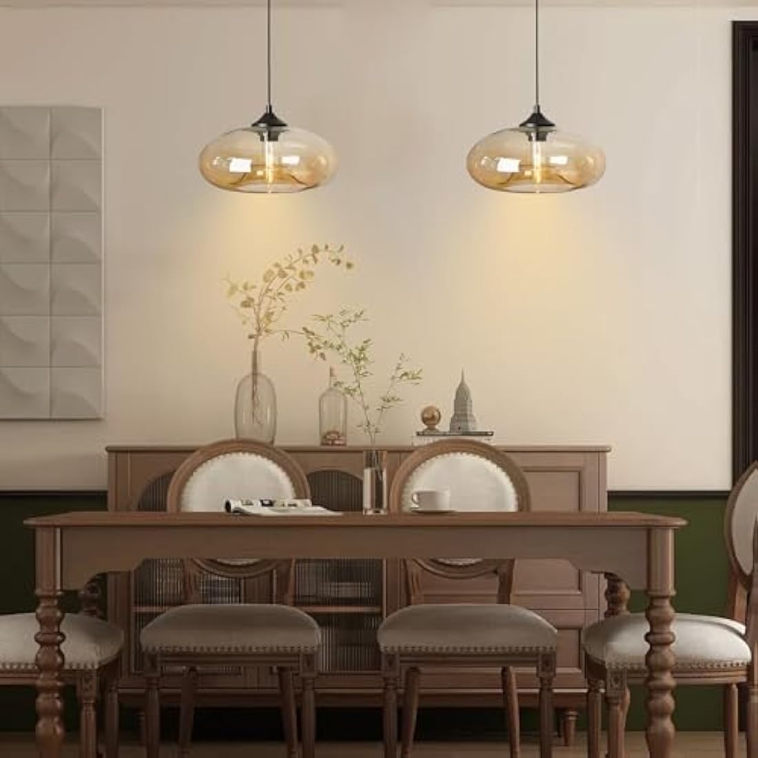 Jolof Store Industrial Glass Pendant Light – Amber Vintage Hanging Lamp