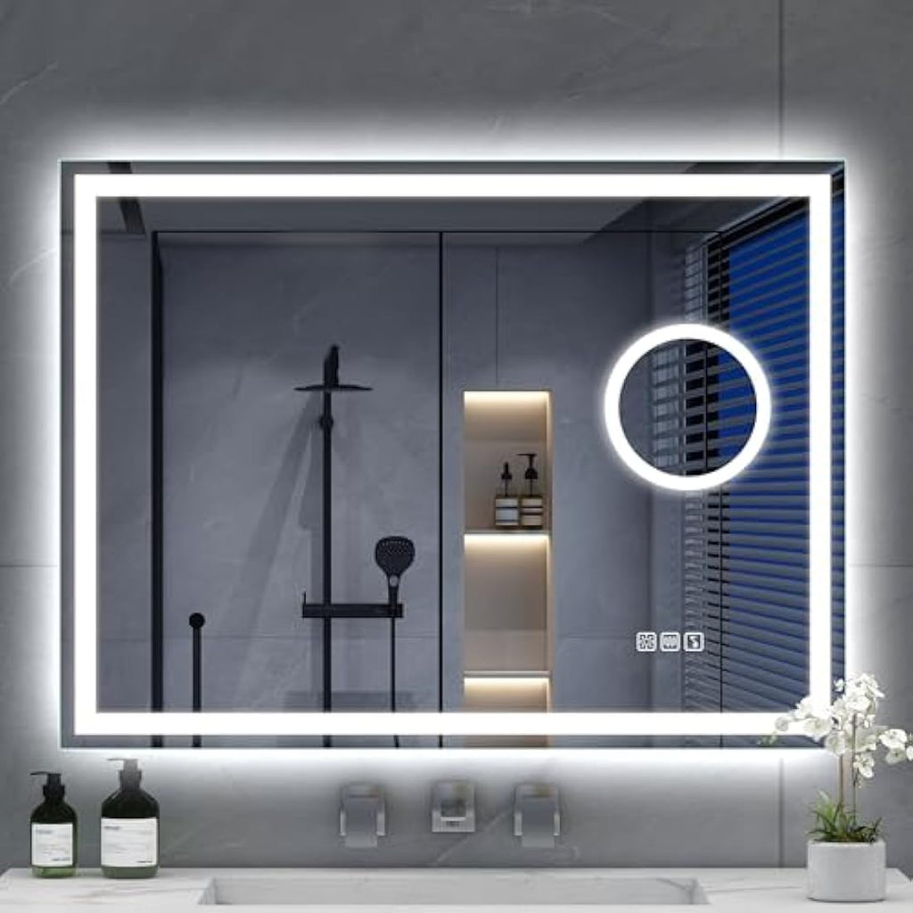 S'bagno Bluetooth LED Bathroom Mirror | 5x Magnifier & Anti-Fog | 80x60cm