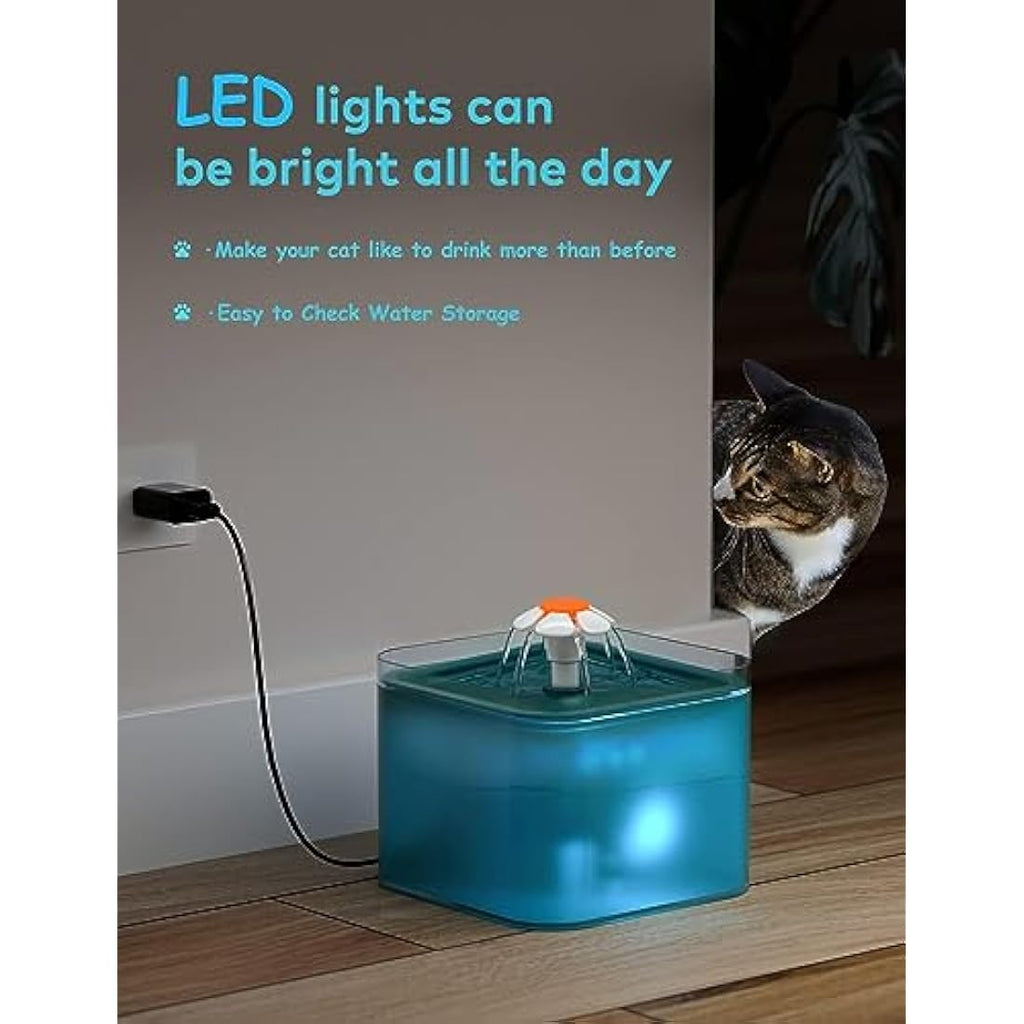 AONBOY Cat Water Fountain - 2L Automatic Pet Dispenser with 6 Filters