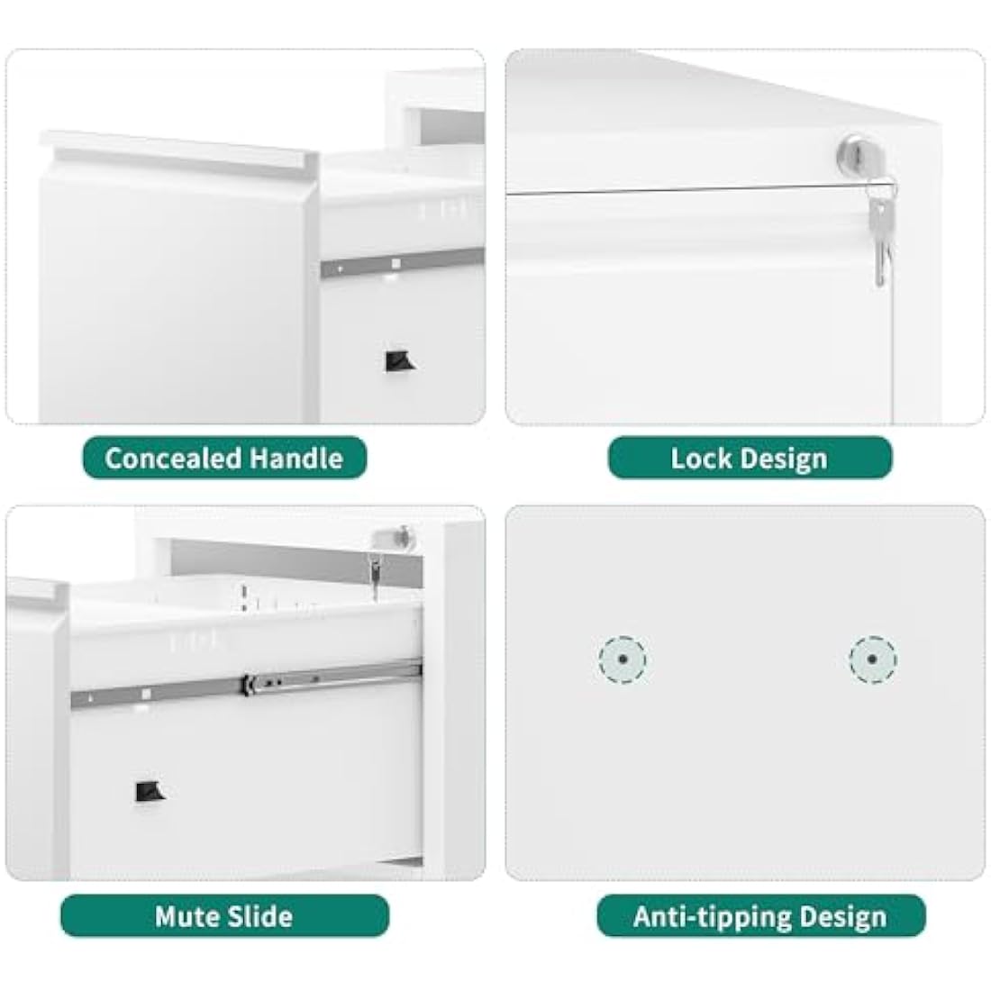 YITAHOME 4-Drawer Metal Filing Cabinet | Lockable Rolling Office Storage