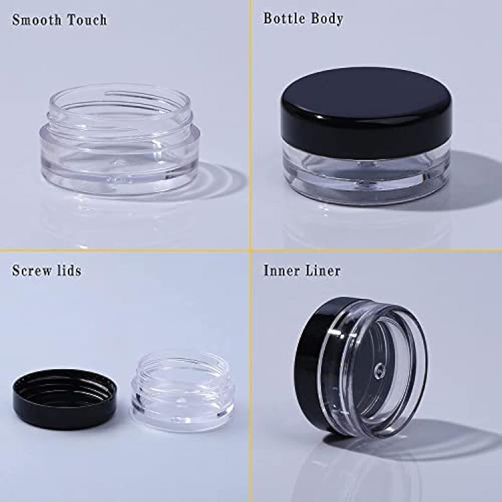 Jolof Store 100PCS Clear Cosmetic Sample Jars | 3g BPA Free Travel Pots