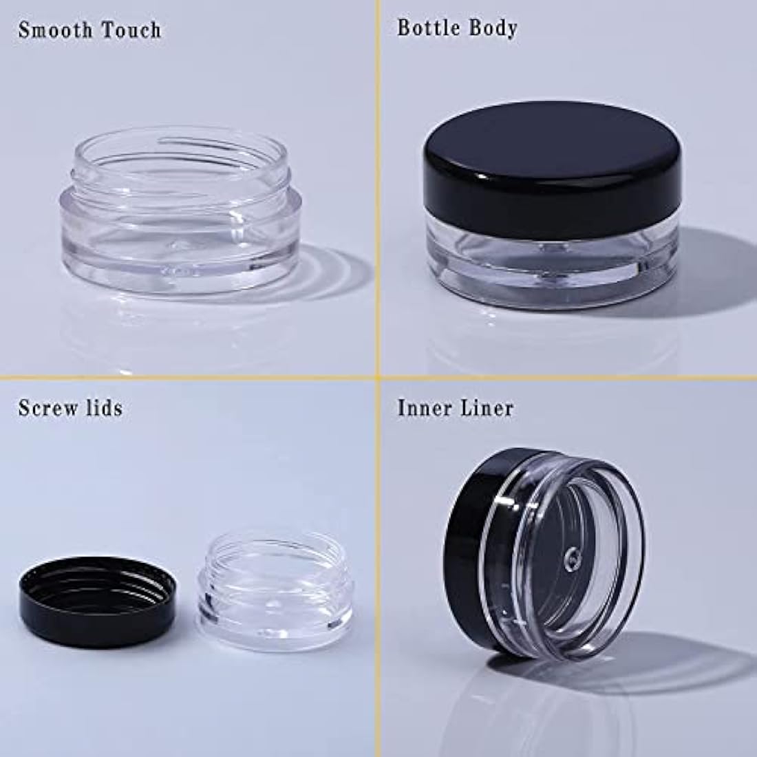 Jolof Store 100PCS Clear Cosmetic Sample Jars | 3g BPA Free Travel Pots