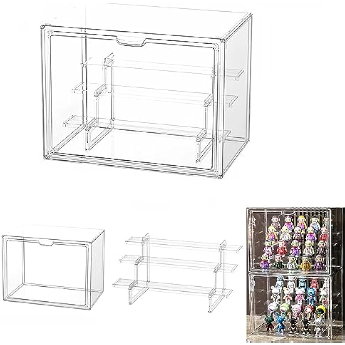 Jolof Store Acrylic Display Case with 3-Tier Ladder for Lego & Funko Pop
