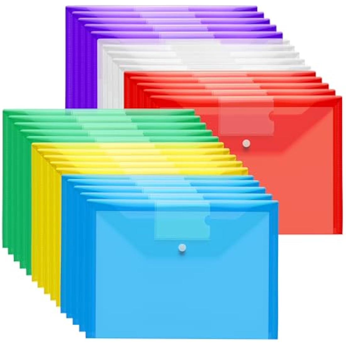 Jolof Store A4 Plastic Wallets – 30 Pack Waterproof Document Folders