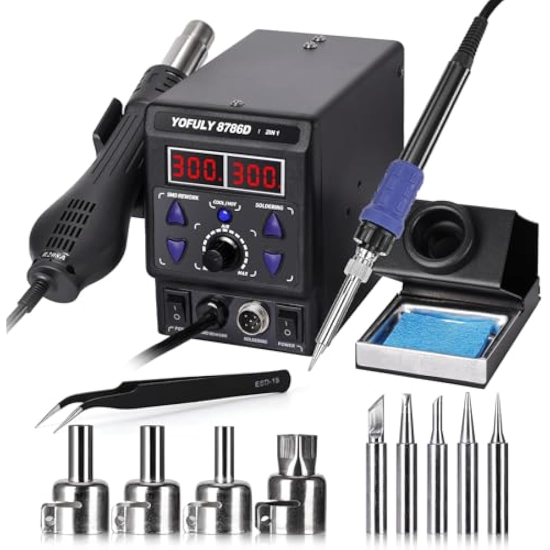 Yofuly 8786D 2-in-1 Soldering Station | 750W Hot Air Gun Rework Kit