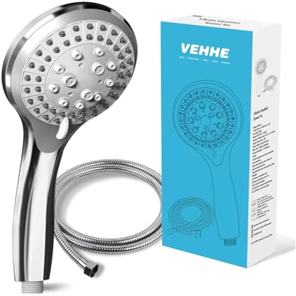 VEHHE Pressure Boosting Shower Head | 5 Modes with 1.5m Chrome Hose