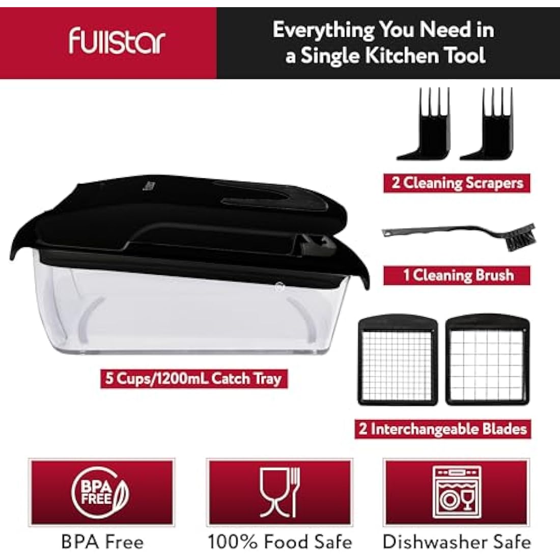 Fullstar 2-in-1 Vegetable Chopper – Stainless Steel Food Dicer and Slicer