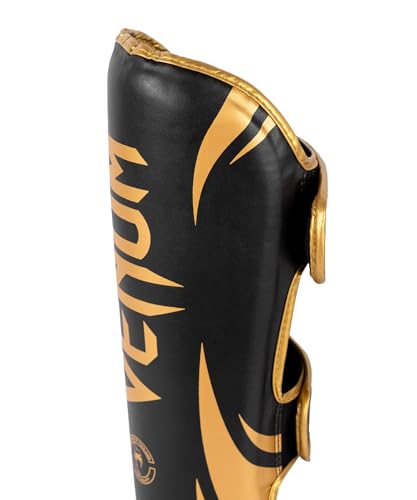 Venum Challenger Standup Shin Guards - Skintex Leather - Black/Gold - XL