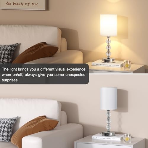 Aooshine Crystal Touch Bedside Lamp | 3-Way Dimmable with USB-C+A Ports