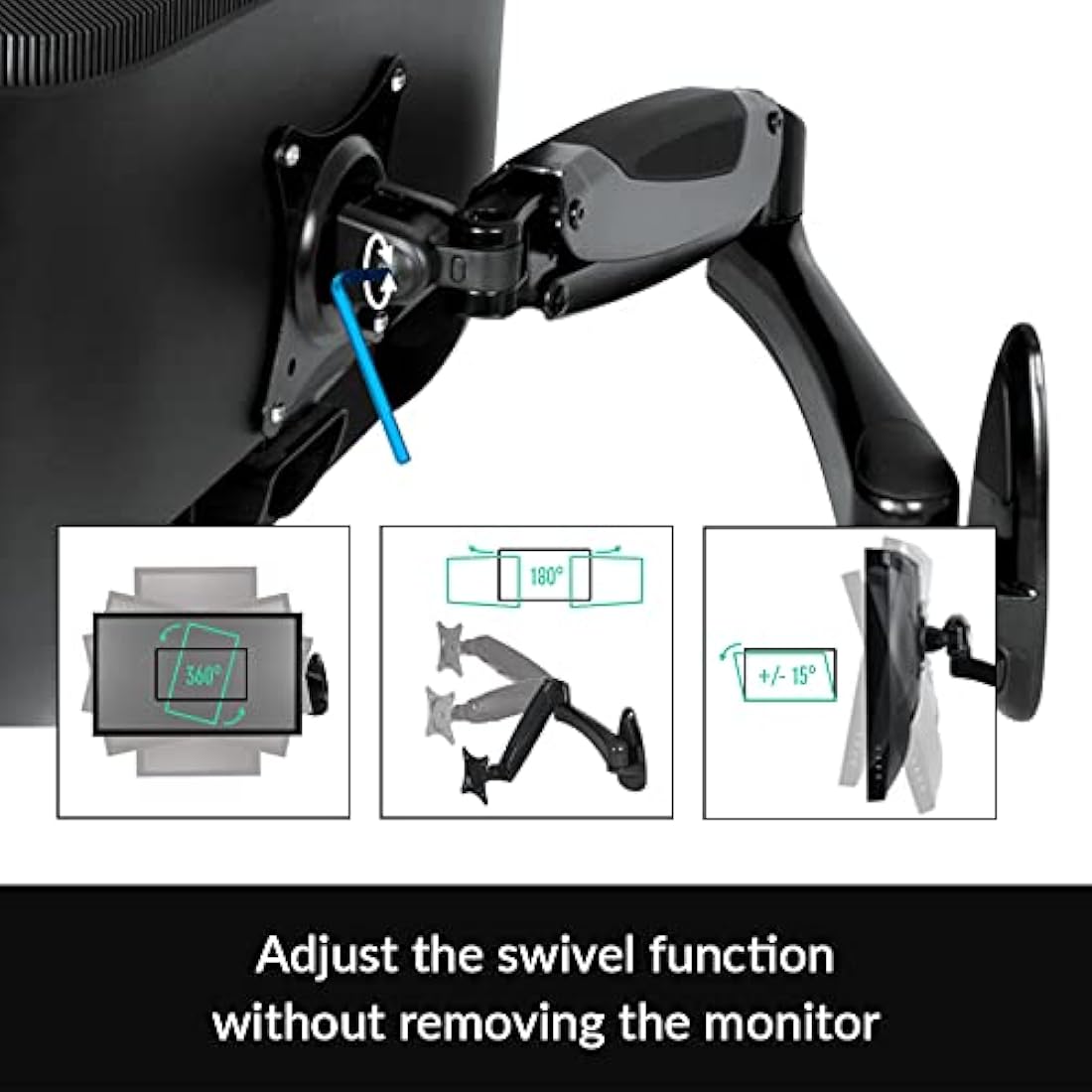ARCTIC W1-3D Wall Mount Monitor Arm | Gas Lift for 43" Ultrawide - Black