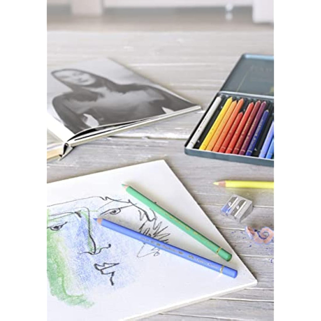 Faber-Castell Polychromos Pencils Tin of 24 & A4 Sketch Pad Art Set