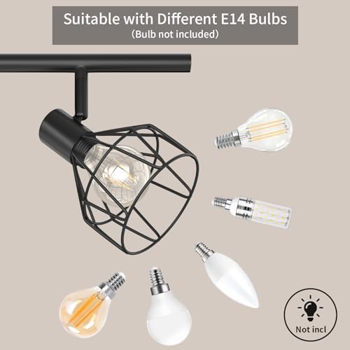 Dehobo 6-Way Industrial Ceiling Spotlight – Black Metal Cage Light