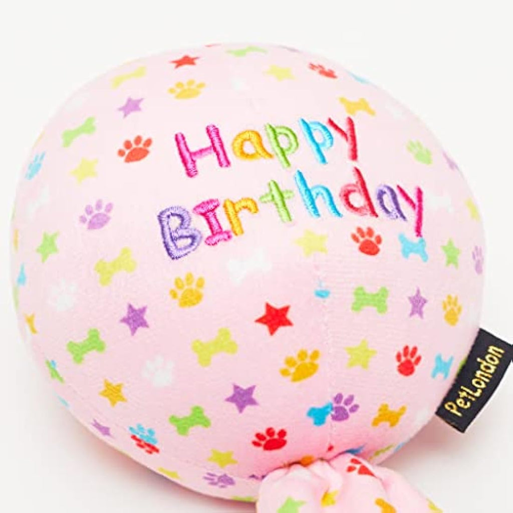 Pet London Pink Balloon Dog Toy – Plush Rainbow Confetti Birthday Gift