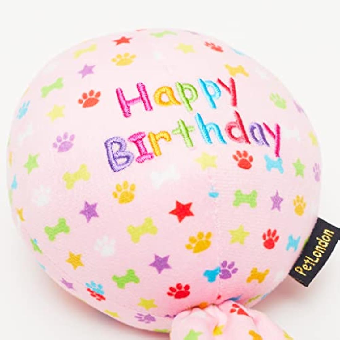 Pet London Pink Balloon Dog Toy – Plush Rainbow Confetti Birthday Gift