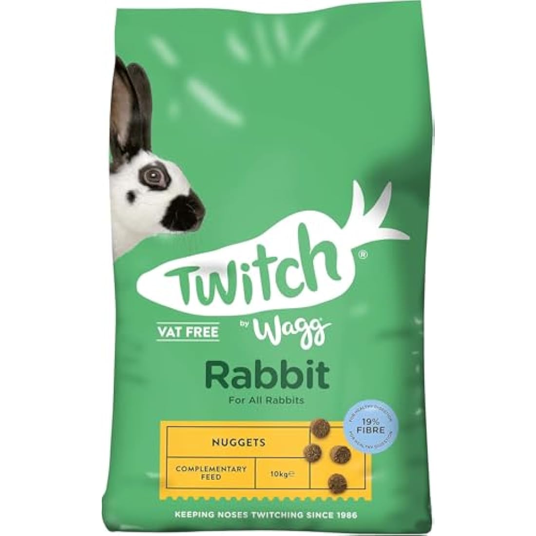 Wagg Twitch Rabbit Food Nuggets - High Fibre 10kg Complementary Feed