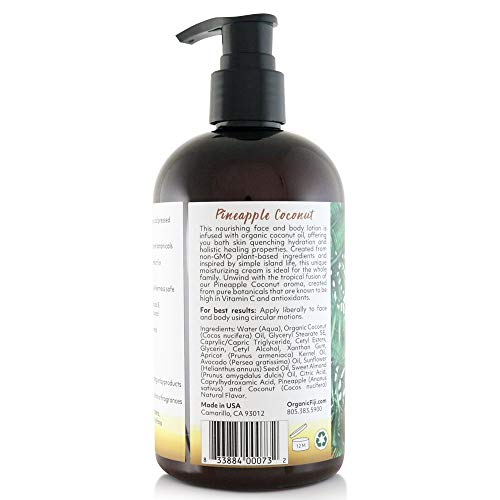 Coco Fiji Organic Coconut Oil Face & Body Lotion – Pineapple Coconut 12oz