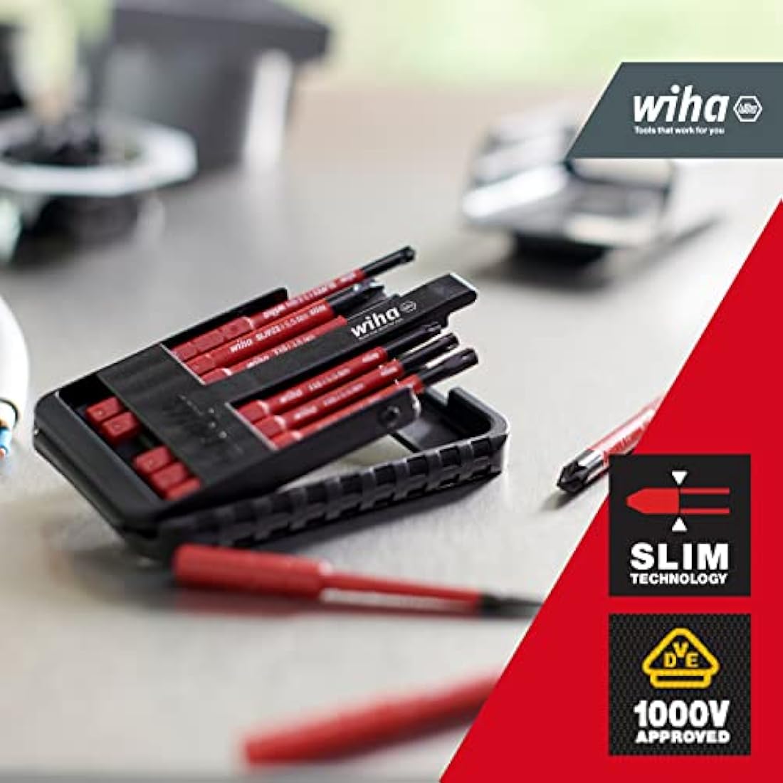 Wiha slimBit Box 6-Piece Insulated VDE Screwdriver Bit Set – 1000V AC