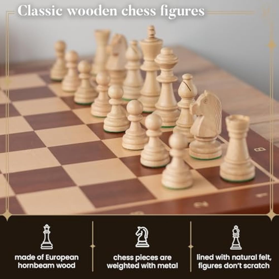 Staunton No. 6 Wooden Chess Pieces – Handmade Tournament Set
