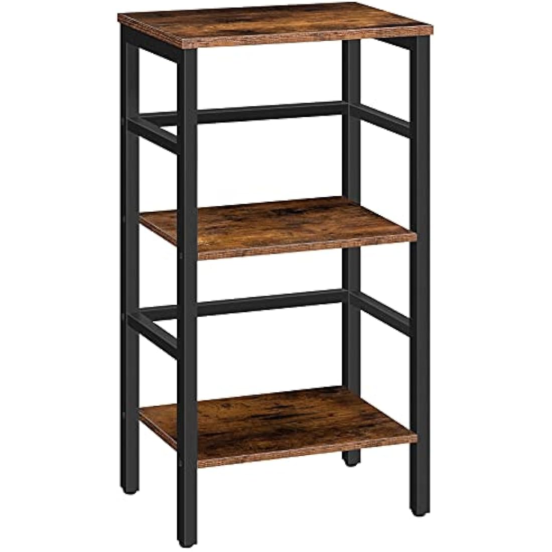 HOOBRO 3-Tier Record Player Stand – Industrial Tall Side Table, Rustic Brown