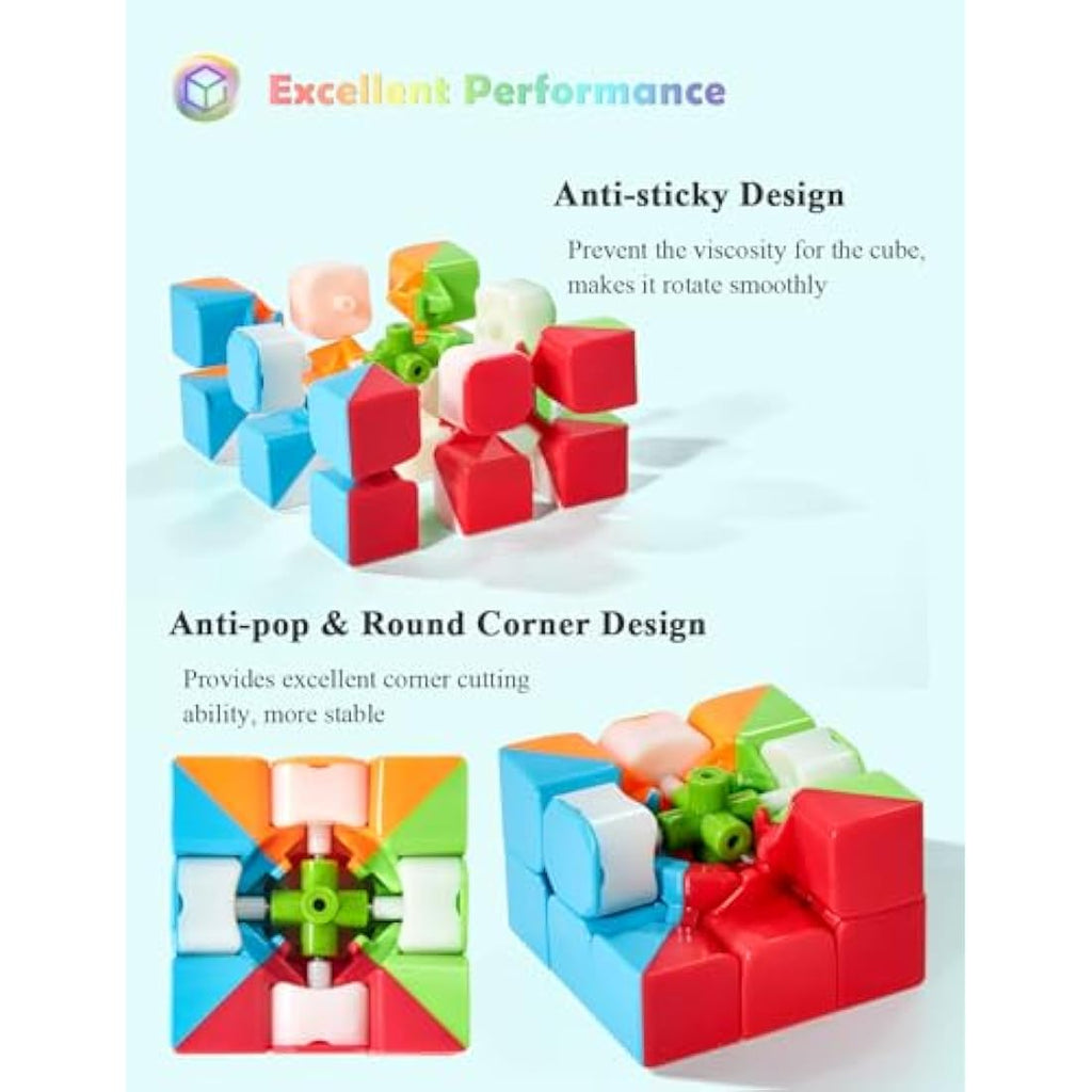 Roxenda Speed Cube Set | 2x2 3x3 Pyramid Stickerless Puzzle Cubes