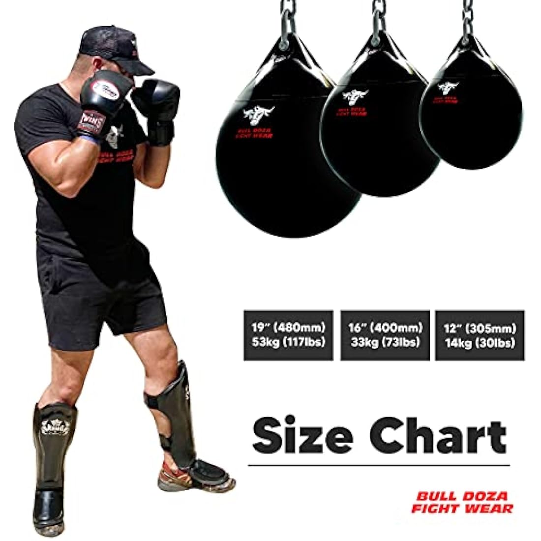 Bull Doza Fight Wear Water Punch Bag – Heavy Duty Vinyl Boxing Bag