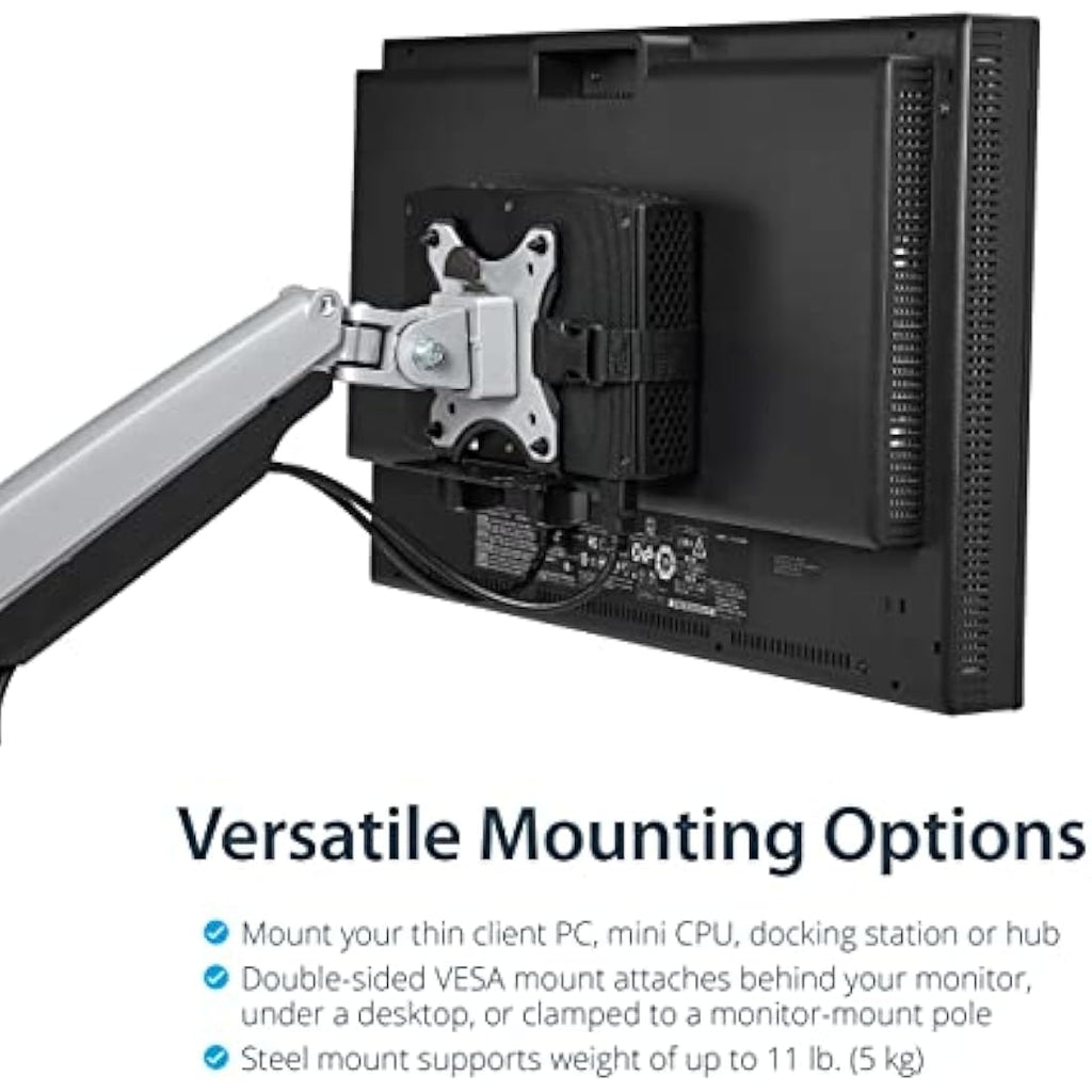StarTech.com Mini PC VESA Mount – Adjustable Under Desk Thin Client Holder