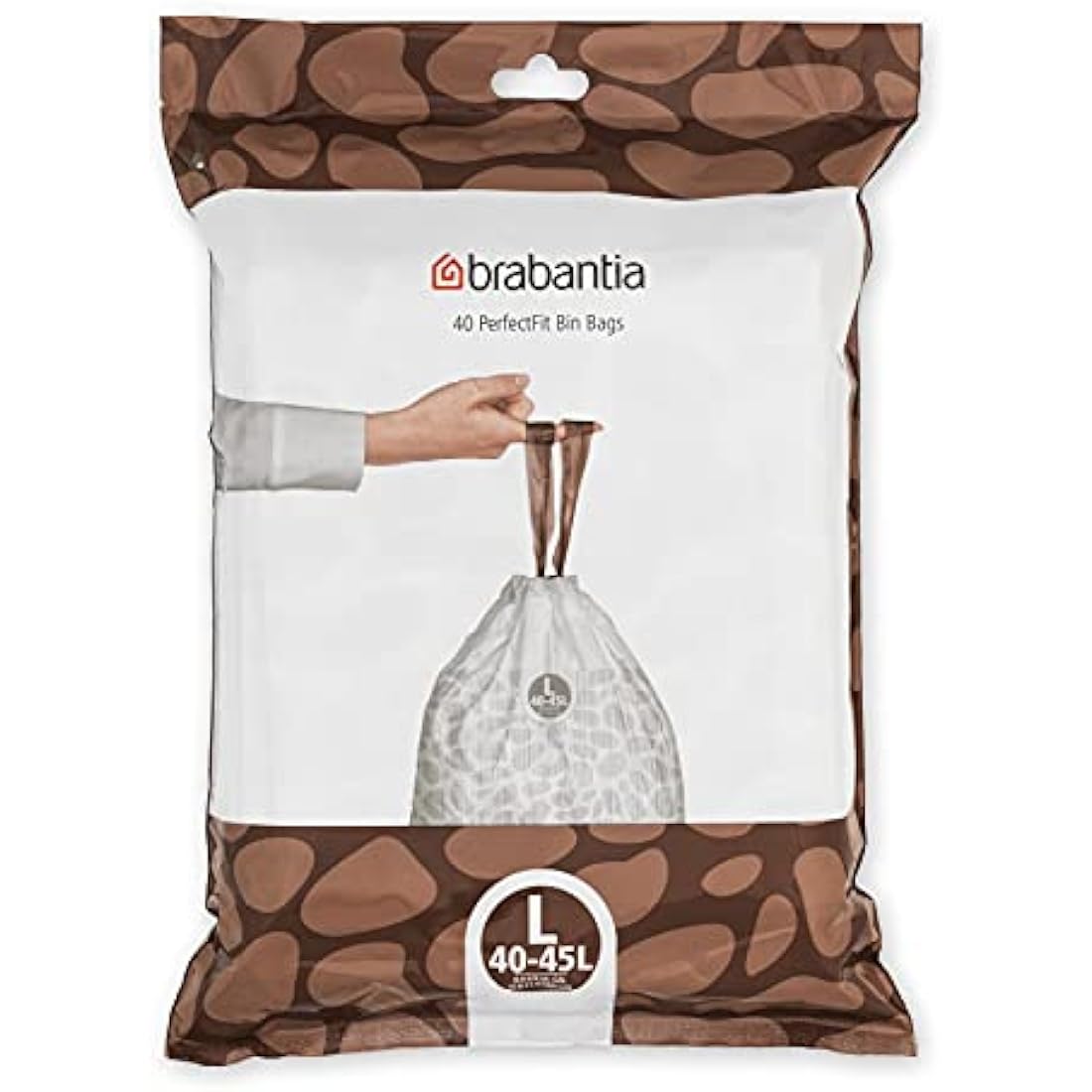 Brabantia PerfectFit Bin Liners Size L | 40-45L Trash Bags (40 Count)