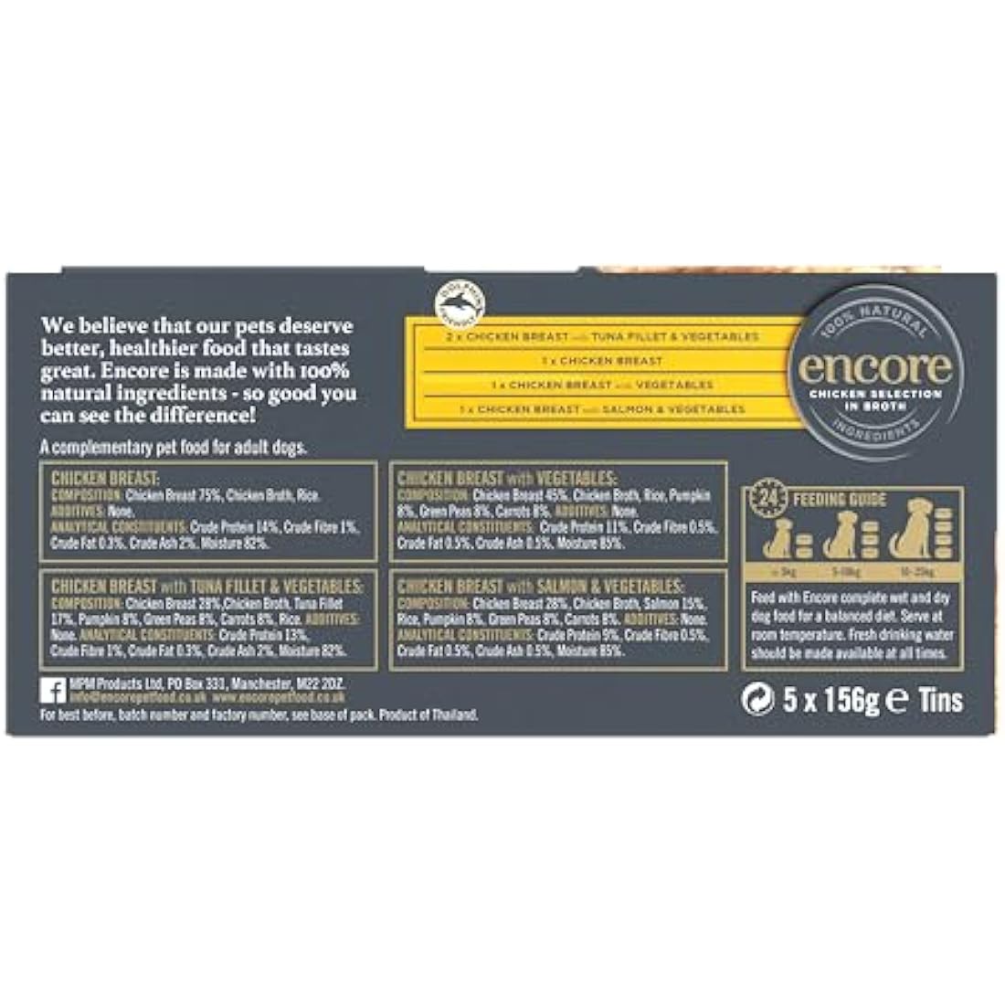 Encore Natural Wet Dog Food | Chicken & Fish Multipack | 5 x 156g Tins