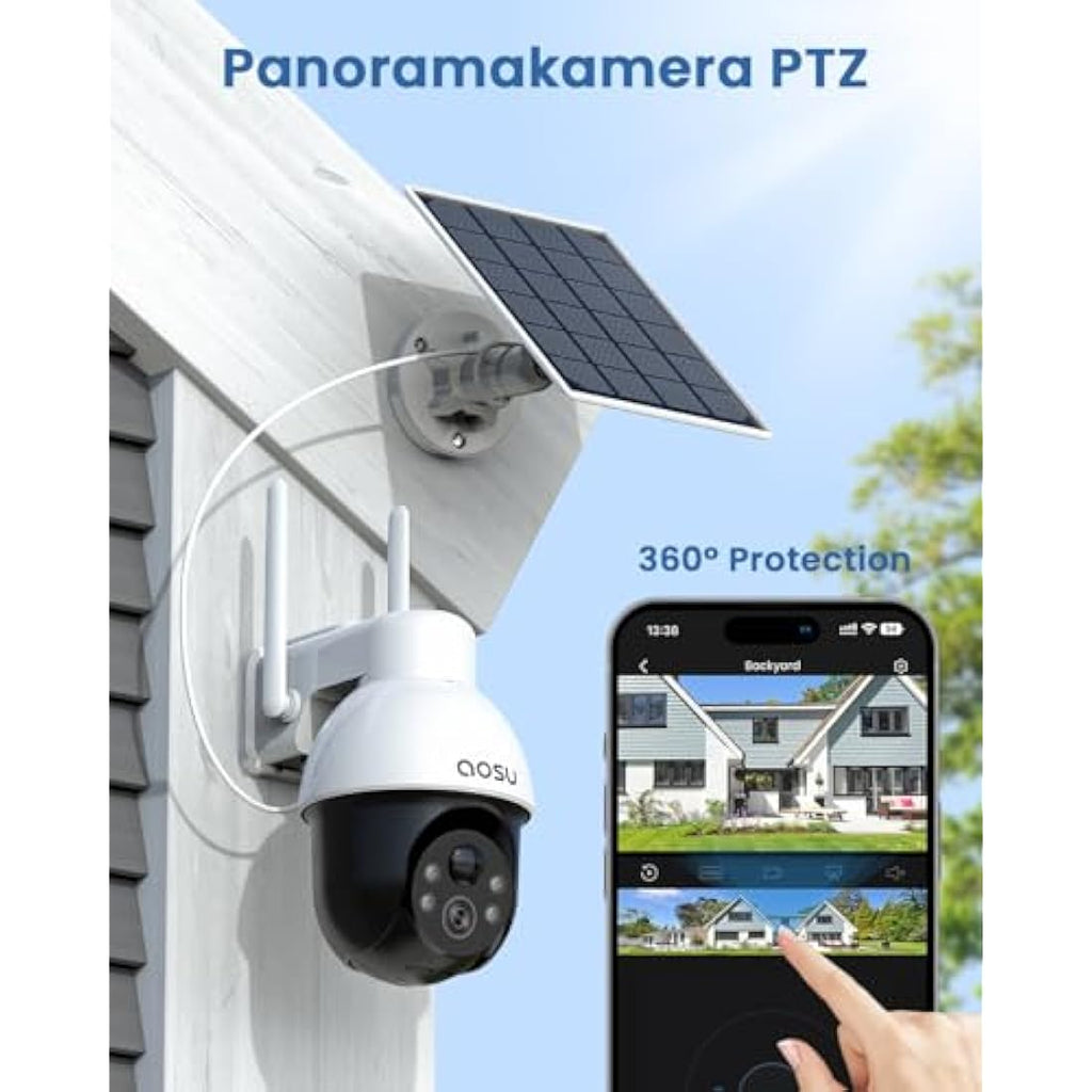 AOSU 3K Solar Security Camera – 5MP Wireless 360° PTZ Outdoor Camera
