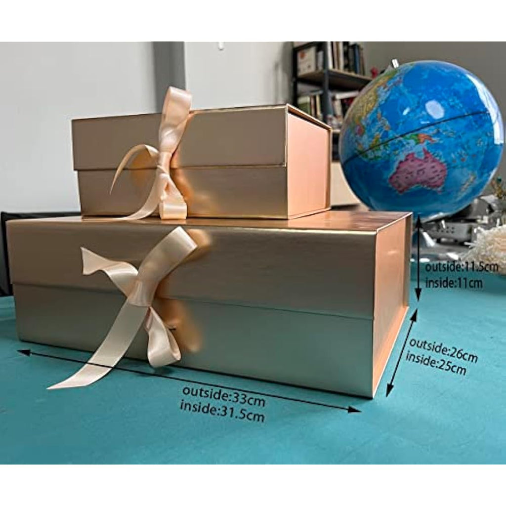 Rose Gold Magnetic Gift Box with Ribbon – Large 33x26x11cm
